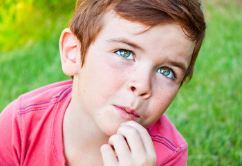 Portrait of cute child outdoors