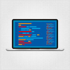 Wall Mural - programming and coding. web developer coding concept. vector illustration. flat design.