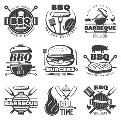 Wall Mural - BBQ Grill Emblems Set