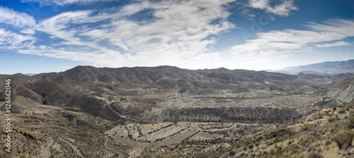 Fotomural Panoramic view Tabernas desert in Almeria, andalusia region, Spain, in spanish Desierto de Tabernas