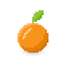 Orange, Pixel 8bit, Vector Illustration