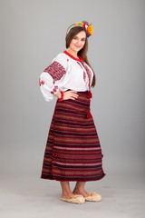 Wall Mural - Attractive woman wears Ukrainian national dress