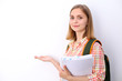 © rogerphoto - Happy young student girl holding books, study, education, knowledge, goal concept