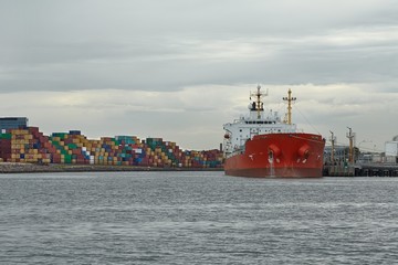 Industrial ships in port