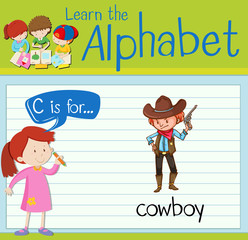 Flashcard letter C is for cowboy