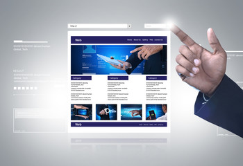 Wall Mural - business man showing web page