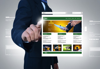 Wall Mural - business man showing web page