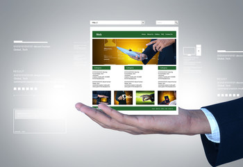 Wall Mural - business man showing web page