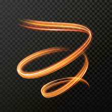 Glowing Fire Swirl Spiral. Vector Abstract Light Effect