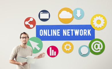 Wall Mural - online network connection social network concept