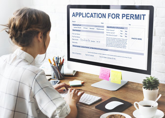 Wall Mural - application for permit form authority concept