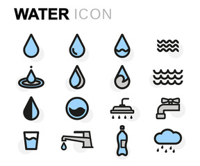 Wall Mural - Vector flat water icons set