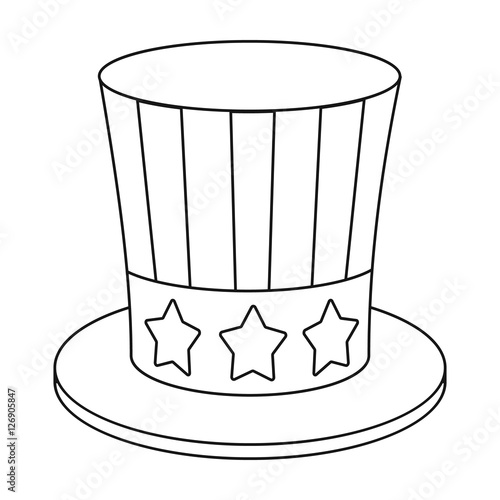 uncle-sam-s-hat-icon-in-outline-style-isolated-on-white-background