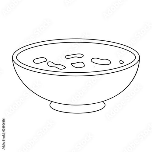 Miso soup icon in outline style isolated on white background. Sushi ...