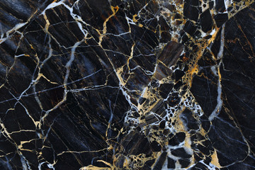 Wall Mural - gold and white patterned in dark gray marble use for texture or background