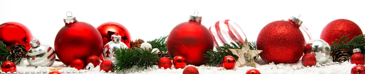 christmas white background with christmas balls and decoration