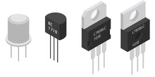 Isometric Electronic Components Transistors