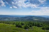 Fototapeta Krajobraz - Mountains and forest of  Harz in the sunlight , Germany