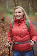 woman hiking in the forest