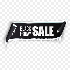 Wall Mural - Black Friday sale ribbon banner isolated on transparent background.