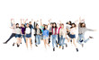© Tom Wang - Happy young group  jumping people isolated on white