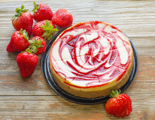 Strawberry Swirled Cheesecake