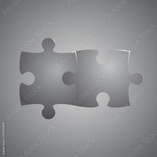 Fotografie, Obraz Two Grey Piece Puzzle Round Infographic. 2 Step.
