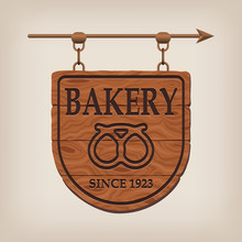 Vintage Wooden Bakery Sign Bakery. Vector Illustration.