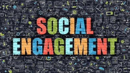 Wall Mural - social engagement in multicolor. doodle design.