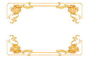 Gold Decorative Vintage frame in interior on white background