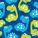 Fototapeta Dinusie - seamless dinosaur pattern vector illustration