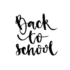 Back to school - lettering calligraphy phrase, handwritten text isolated on the white background.