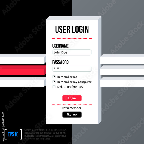 Modern Business Login Form Template With 3d Banner On Gray