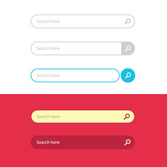 Wall Mural - search box set vector interface elements with magnifier button, flat style search bar modern rounded