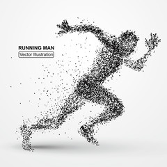 Wall Mural - Running Man, particle divergent composition, vector illustration