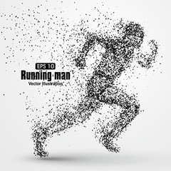 Wall Mural - Running Man, particle divergent composition, vector illustration.