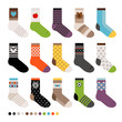 Childrens socks. Vector long sock icon set on white background