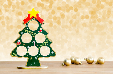 Wall Mural - Christmas background. Christmas tree and golden balls.