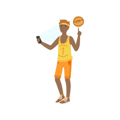 Sticker - Basketball Player Taking Pictures With Photo Camera Illustration