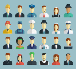 Wall Mural - Professions Vector Flat Icons.