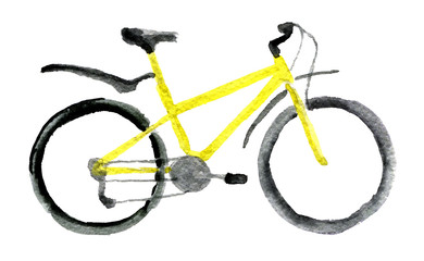 watercolor sketch of sport bicycle on white background