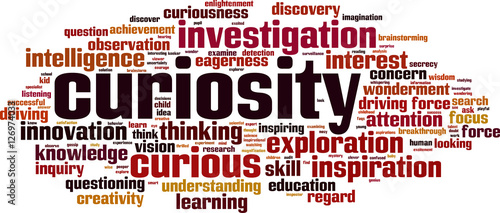 Cuadros en Lienzo Curiosity word cloud concept. Vector illustration