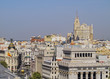 Spain, Madrid, View from the Cybele Palace towards the Alcala Street and the Metropolis Building.