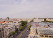 Spain, Madrid, Elevated view of the Alcala Street and the Cybele Palace.