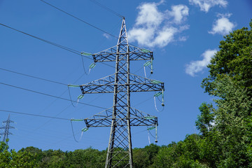 Wall Mural - power pole under blue