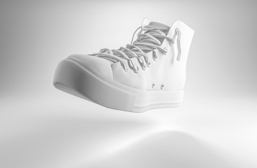 3d render of a white lace up sports shoe