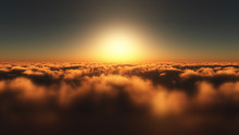 Fly Over Clouds Sunset