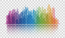 Cityscape Colorful Icon On Transparent Background. Skyline Silhouette