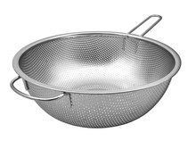 Steel Colander  With Handle  Isolated On White