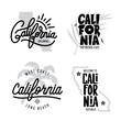 California related t-shirt vintage style graphics set. Vector illustration.